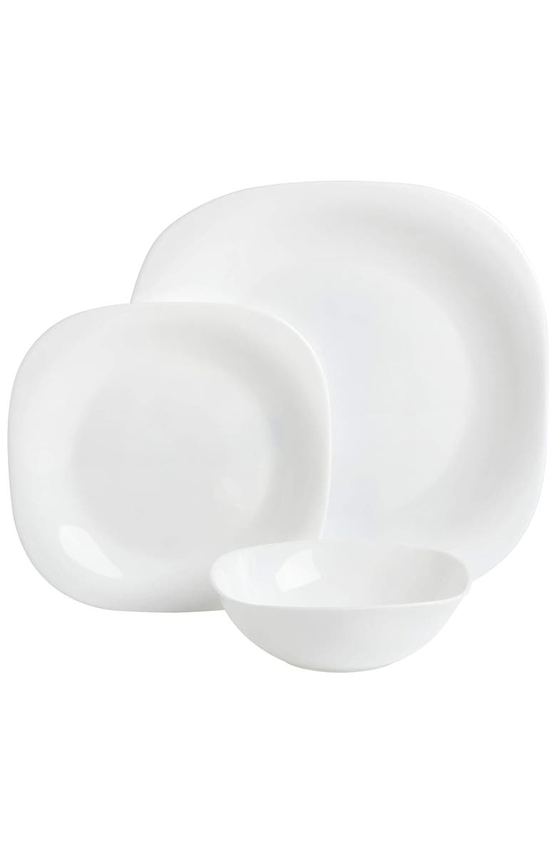 Gibson Piazza 12 Piece Tempe Opal Glass Dinnerware Set, Alternate, color, White