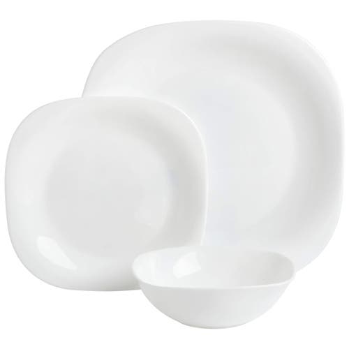 Gibson Piazza 12 Piece Tempe Opal Glass Dinnerware Set In White