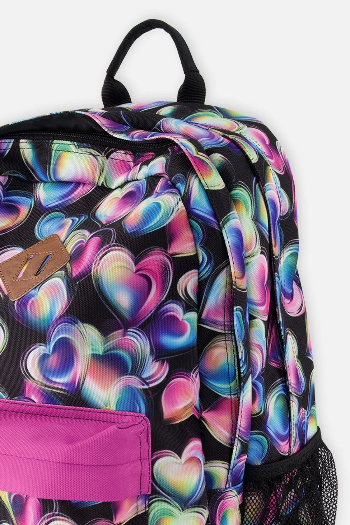 Deux par Deux Hearts Lightweight Spacious Backpack, Alternate, color, Black Printed With Hearts