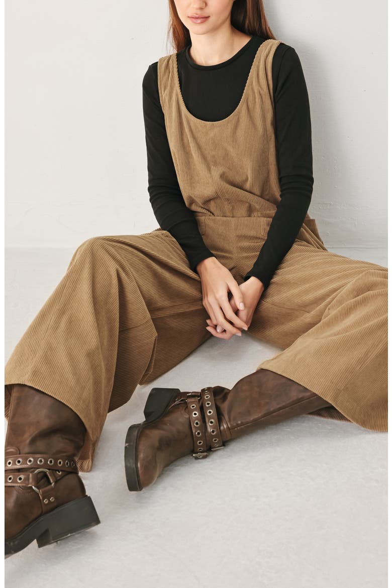 Wide Leg Corduroy Jumpsuit, Alternate, color, BROWN
