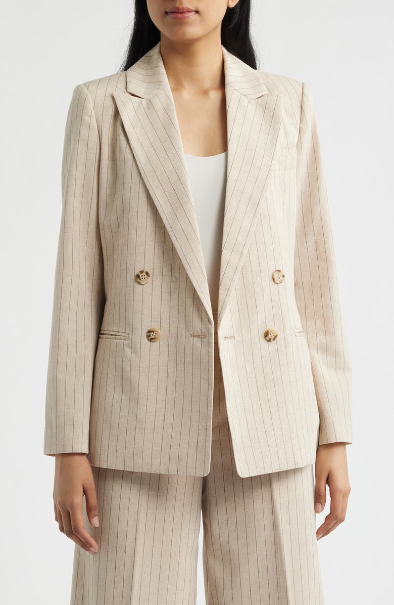 Tahari ASL Pinstripe Double Breasted Blazer, Main, color,