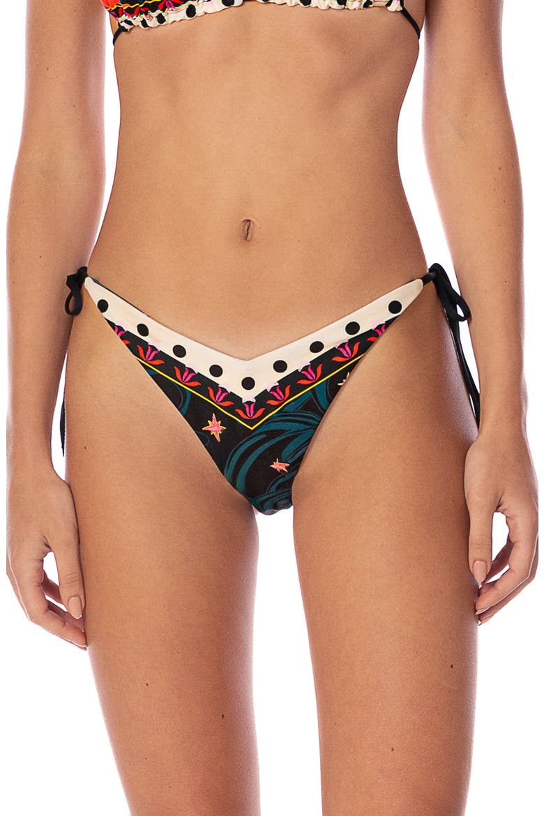 Flamingo Night Sunshine Bikini Bottoms, Main, color, BLACK MULTI