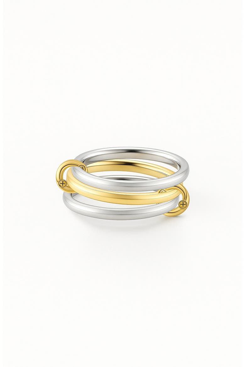 Lovey Interlocked Stacking Ring, Main, color, GOLD / SILVER