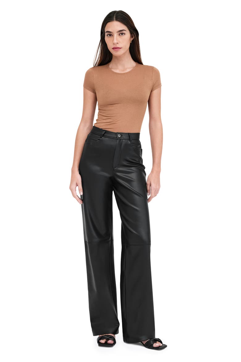 Julien High Waist Faux Leather Wide Leg Pants, Alternate, color, BLACK