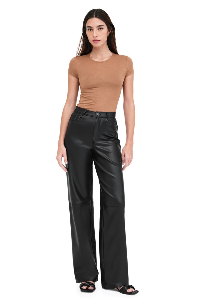 Marcella Julien High Waist Faux Leather Wide Leg Pants, Alternate, color, Black