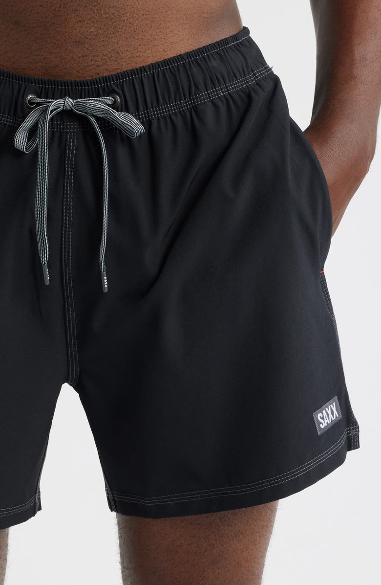 SAXX Oh Buoy 2N1 5-Inch Volley Swim Trunks, Alternate, color, Black