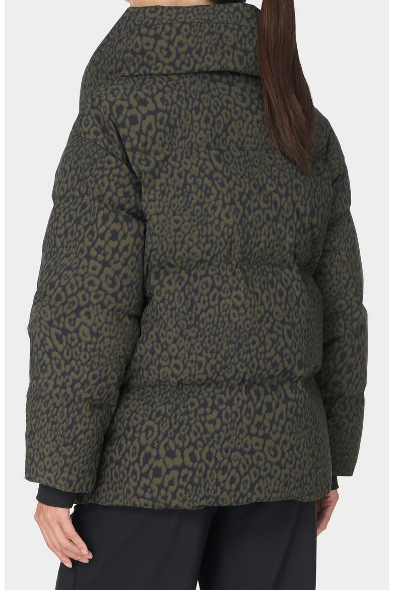CloudWeight Water Resistant Quilted Puffer Short Jacket, Alternate, color, LARGE GREEN LEOPARD PRINT