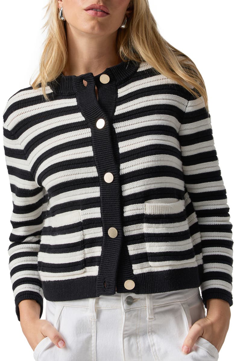Sanctuary Stripe Cotton Blend Cardigan, Main, color,