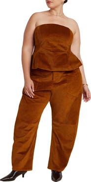 ELOQUII Corduroy Barrel Leg Pants