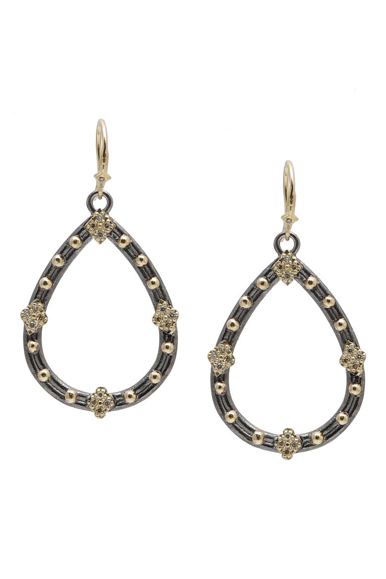 Old World Crivelli Black Diamond Drop Earrings, Alternate, color, SILVER
