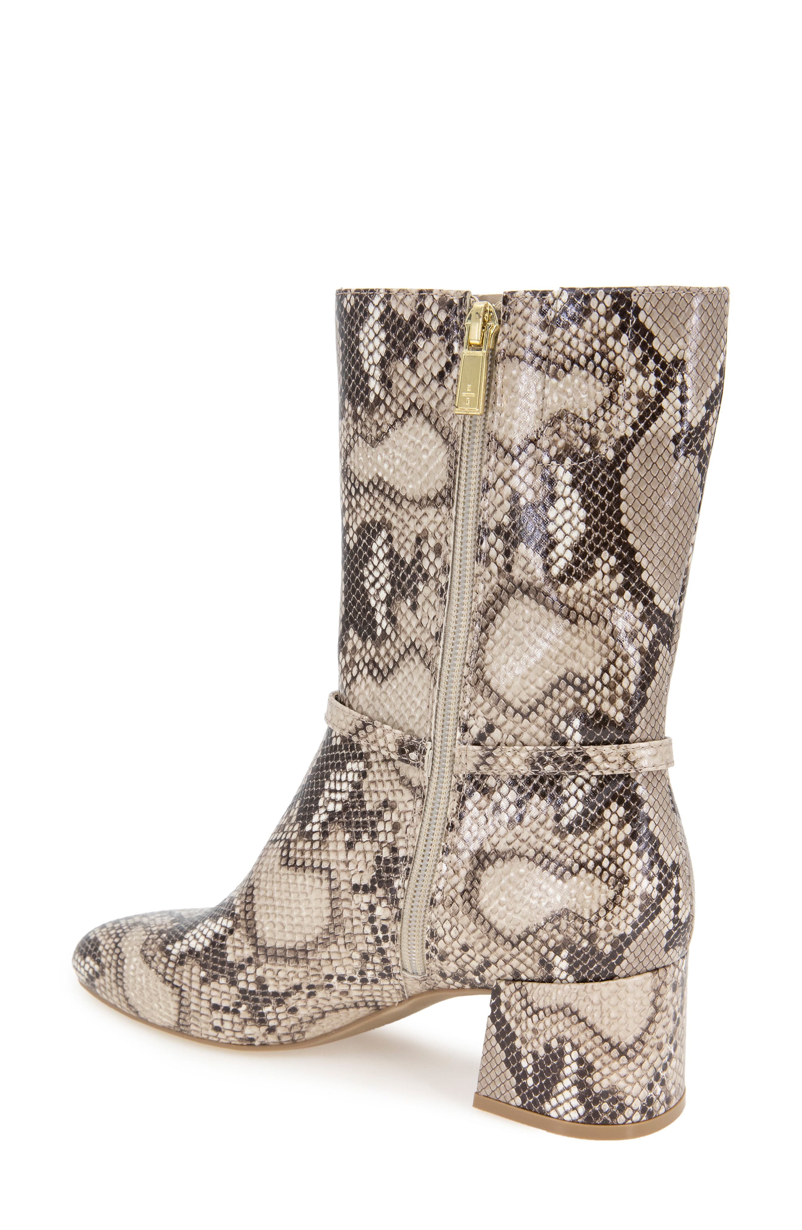 Reaction Kenneth Cole Lacey Block Heel Boot, Alternate, color, Natural Snake