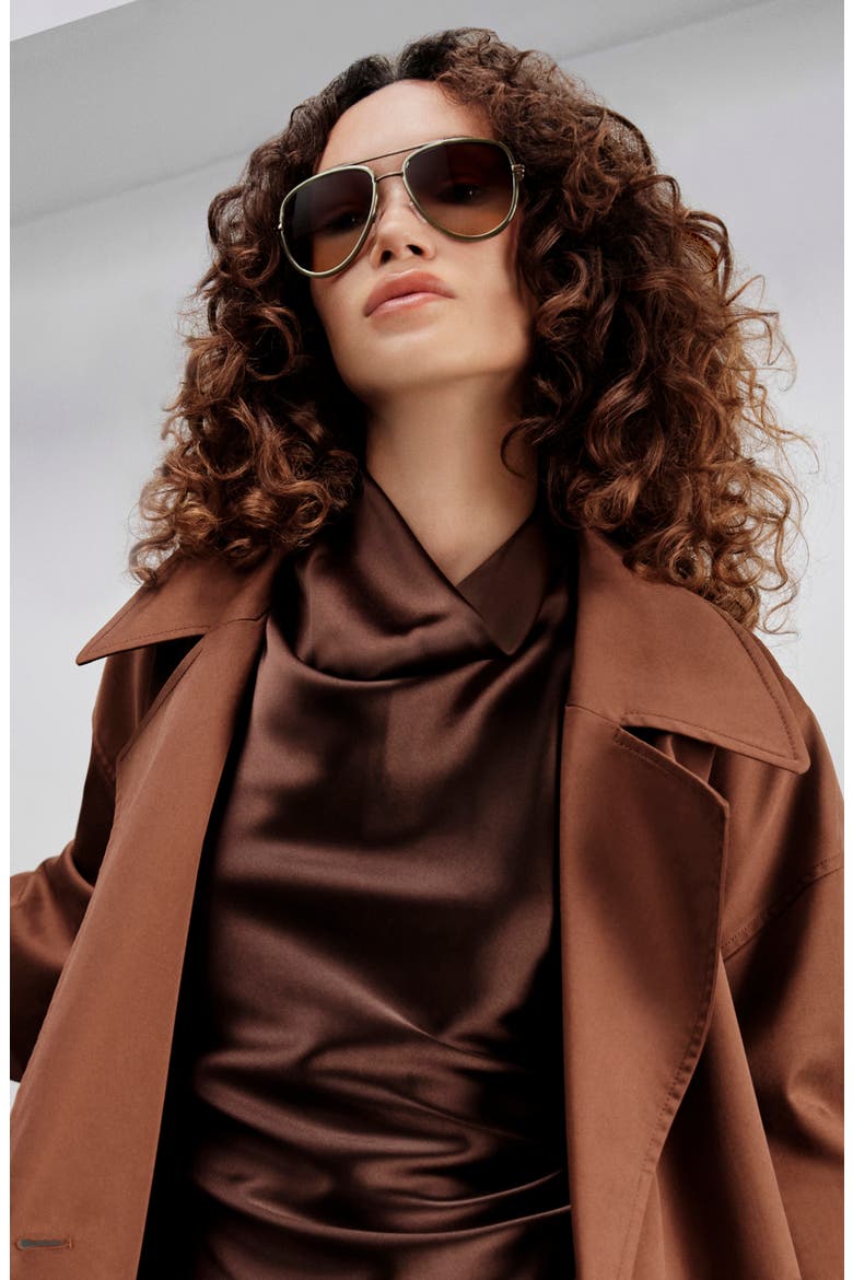 All In Medium 56mm Aviator Sunglasses, Alternate, color, OLIVE/ DARK FAWN