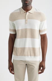 Scott Barber Stripe Rib Polo Sweater