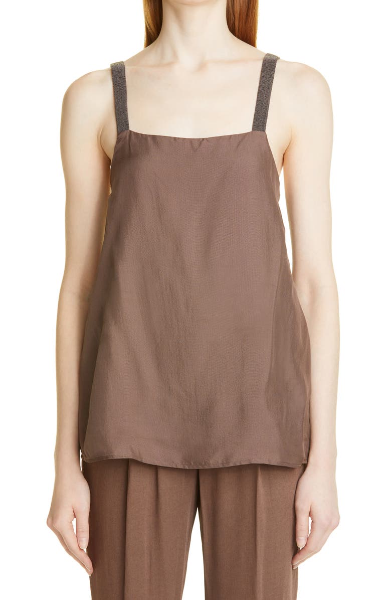 Fabiana Filippi Beaded Strap Silk Tank, Main, color, 