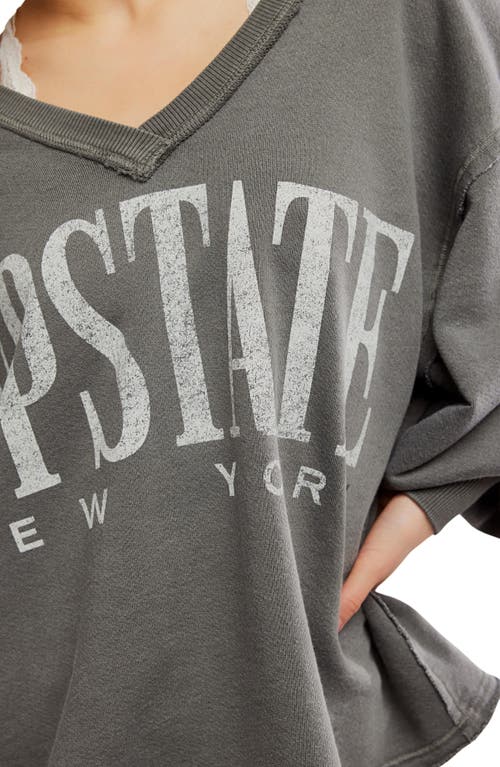 Free People Wtf Venice Oversize Cotton Blend Graphic Sweatshirt In Gray