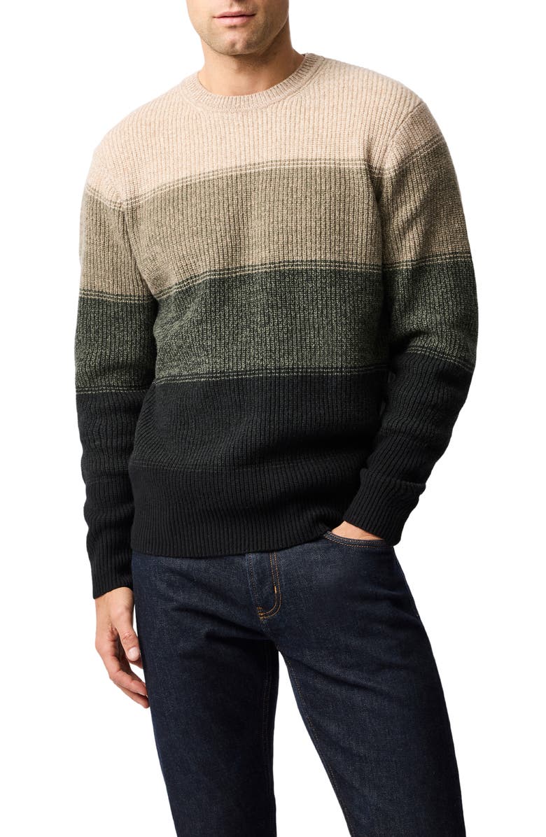 Rodd & Gunn Menzies Bay Colorblock Stripe Lambswool Sweater, Main, color, Forest
