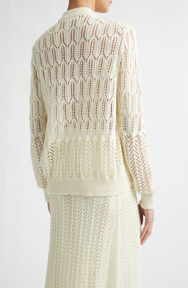 Jil Sander Pointelle Knit Cotton Cardigan, Alternate, color, Eggshell