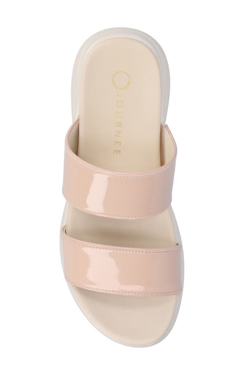 Journee Collection Women's Janis Double Band Comfort Wedge Sandals In Patent/nude