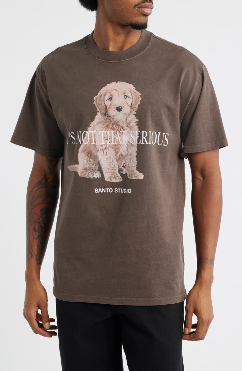 SANTO STUDIO Not that Serious Cotton Graphic T-Shirt, Main, color, Holy Brown