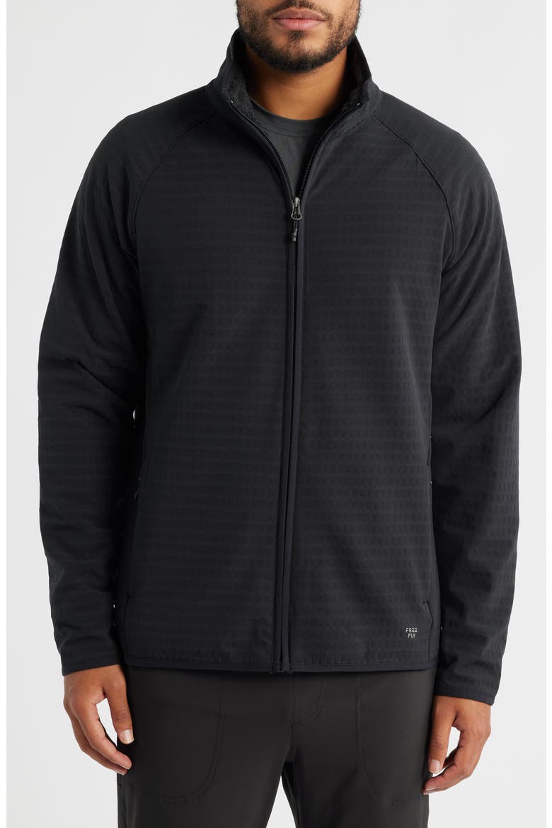 Bonded Grid Fleece Zip Jacket, Alternate, color, BLACK
