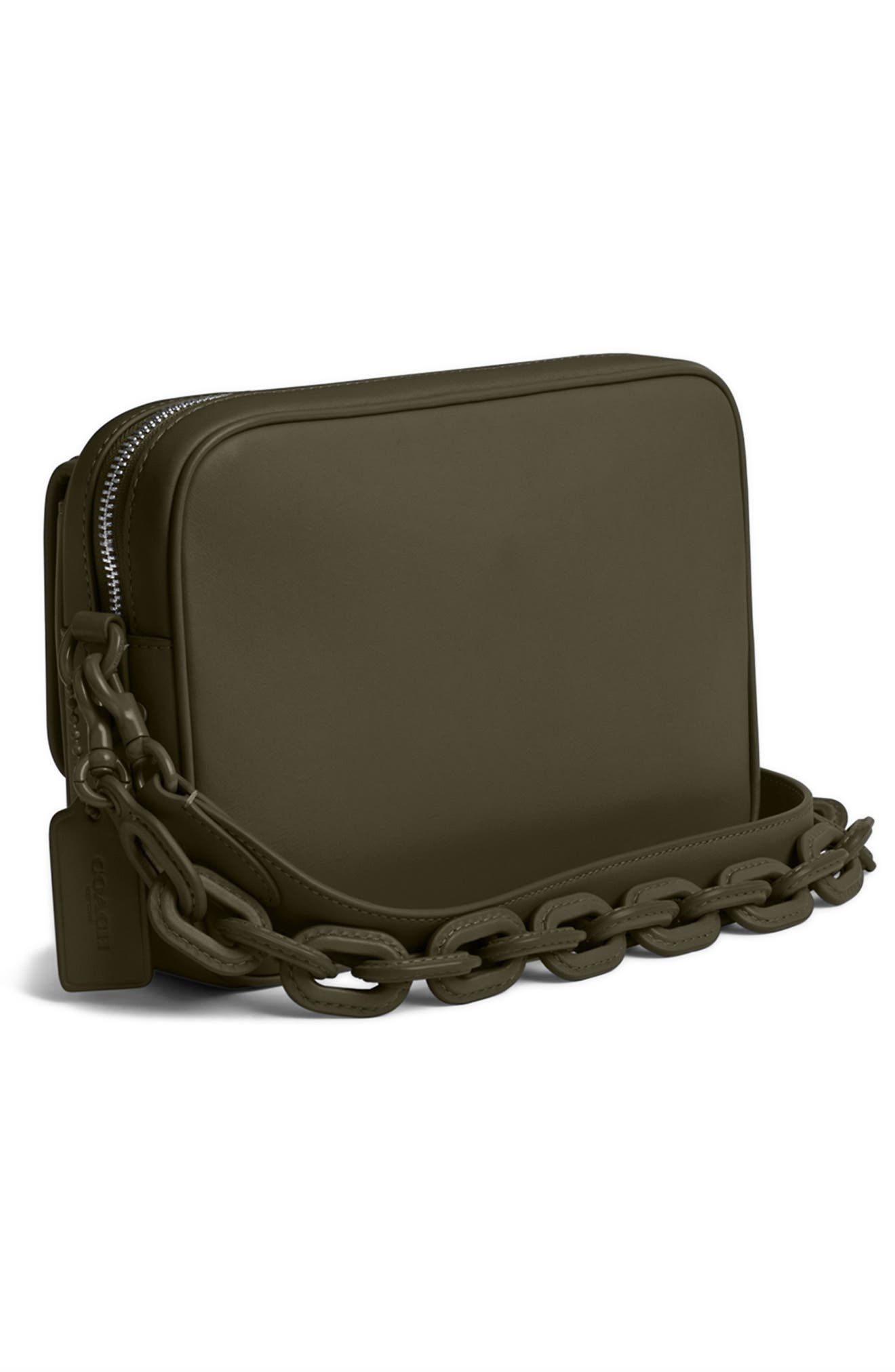 Leather Crossbody Bag, Alternate, color, ARMY GREEN