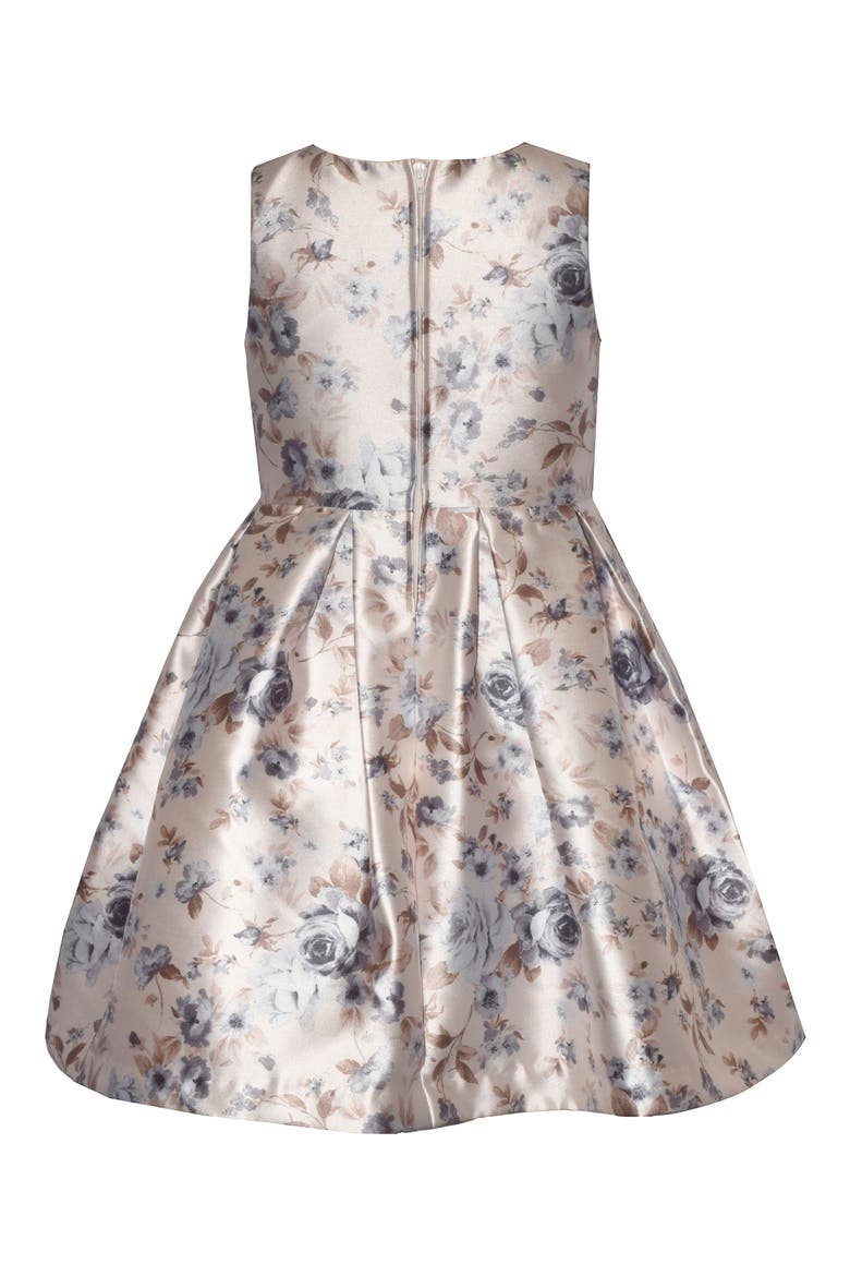 Kids' Floral Mikado Box Pleat Dress, Alternate, color, BLUE