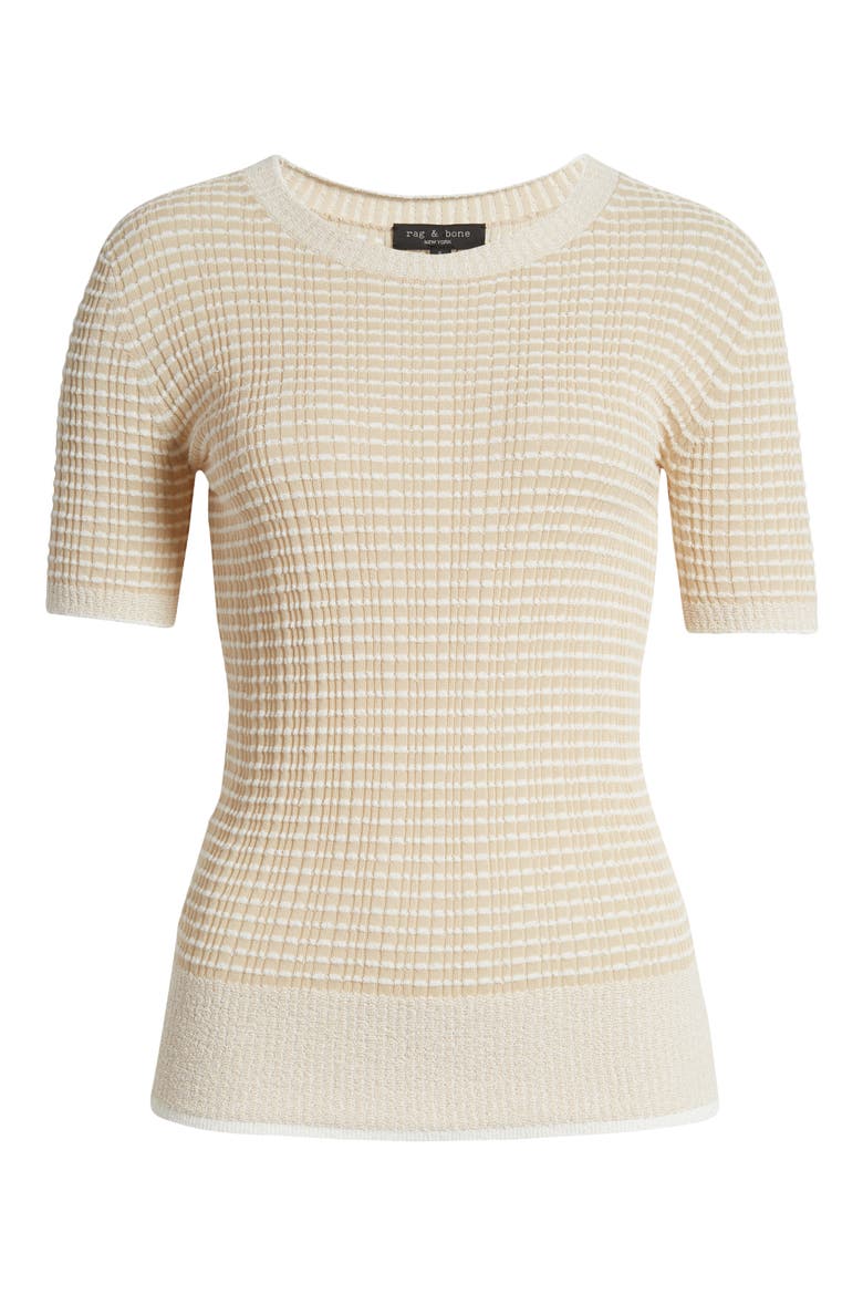 Kilee Stripe Short Sleeve Sweater, Alternate, color, TAUPE