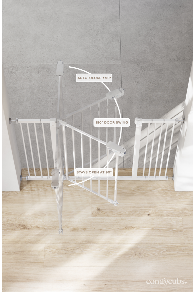 Baby Safety Gate with 3 Extensions, Alternate, color, White