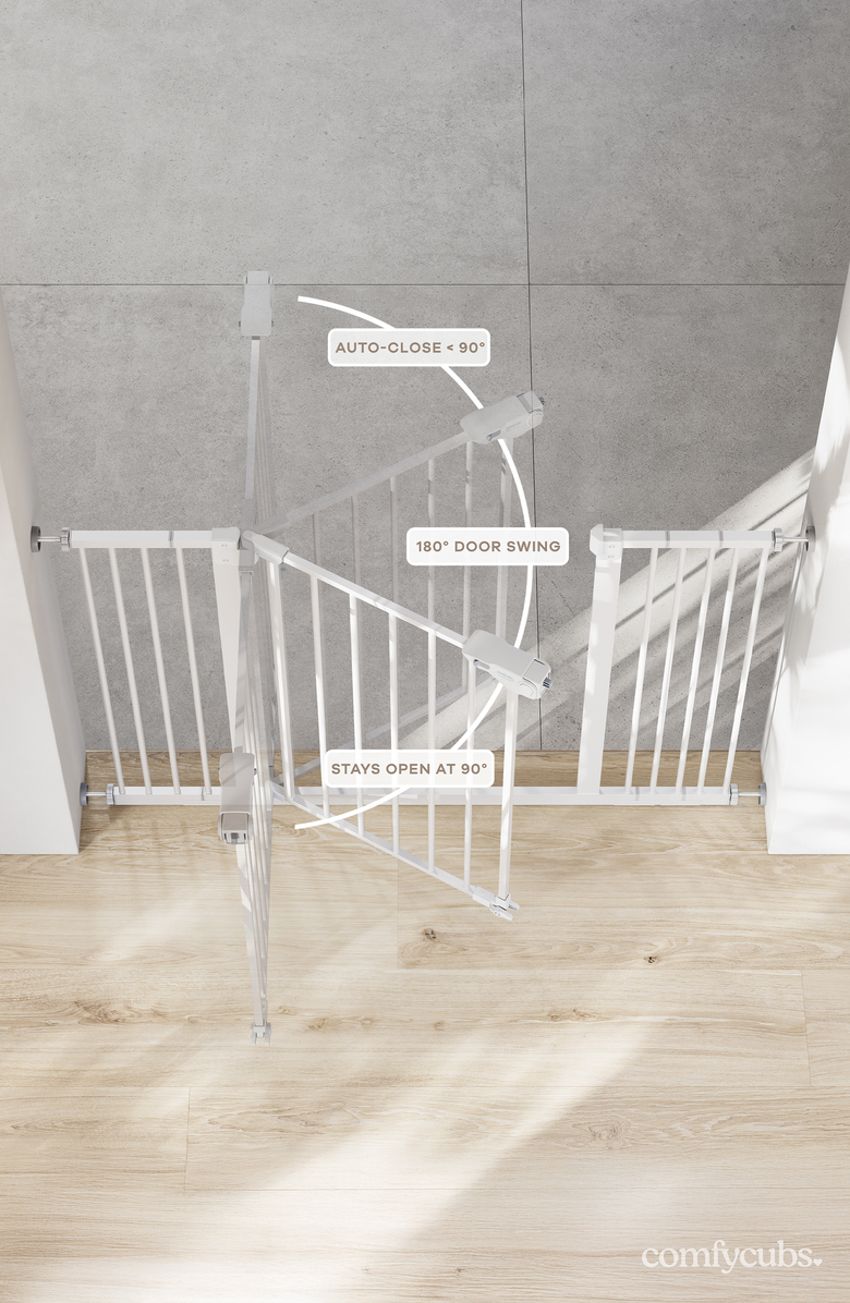 Comfy Cubs Baby Safety Gate with 3 Extensions, Alternate, color, White