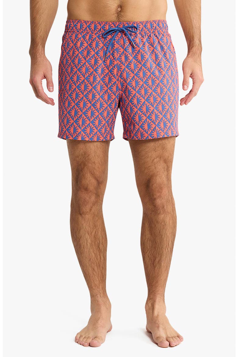 The Bungalow Water Repellent Swim Trunks, Main, color, COBALT SUNS