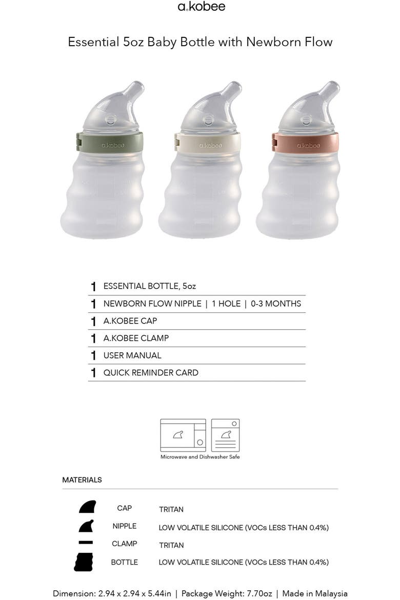 Essentials 5-Ounce Bottle with Newborn Flow, Alternate, color, PISTACHIO