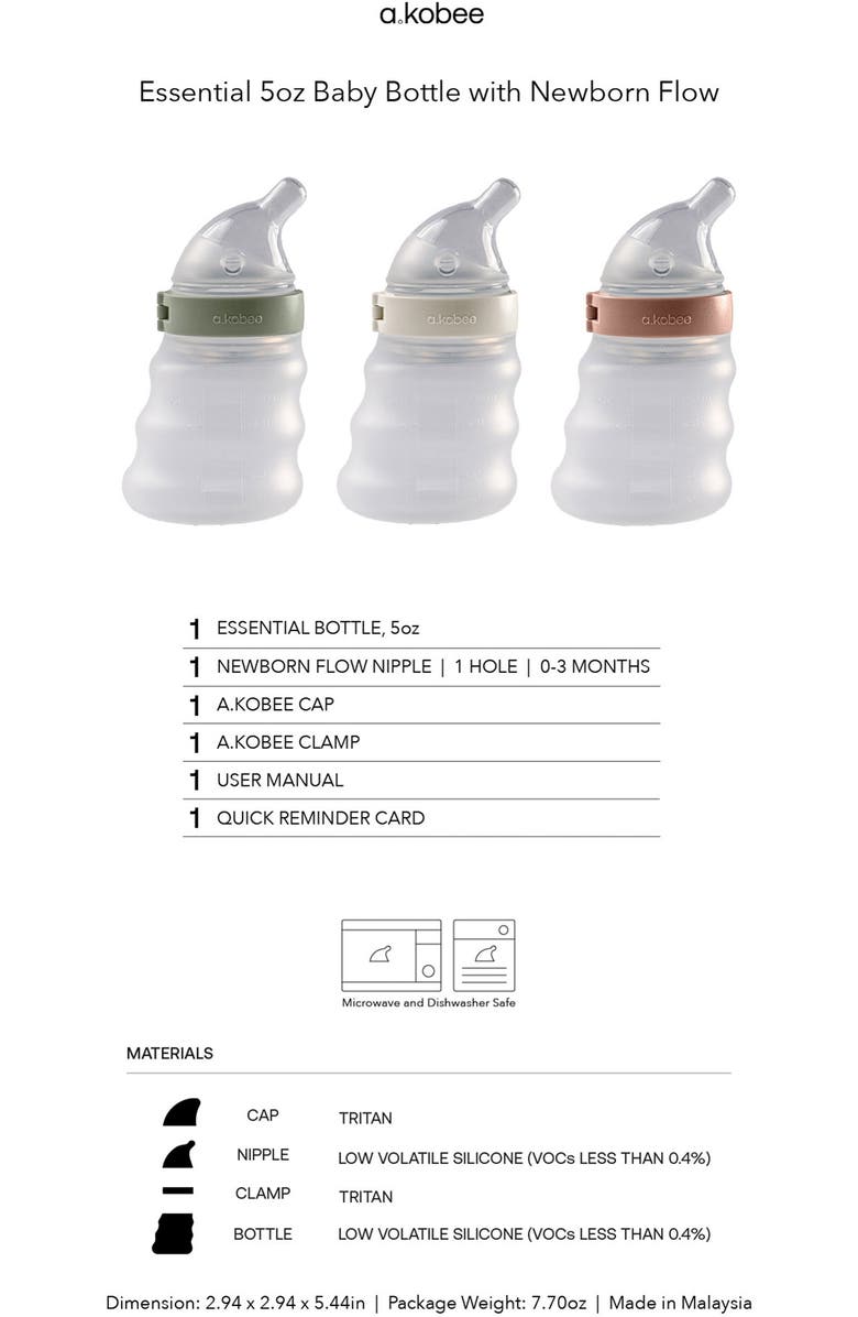 a.kobee Essentials 5-Ounce Bottle with Newborn Flow, Alternate, color, Almond