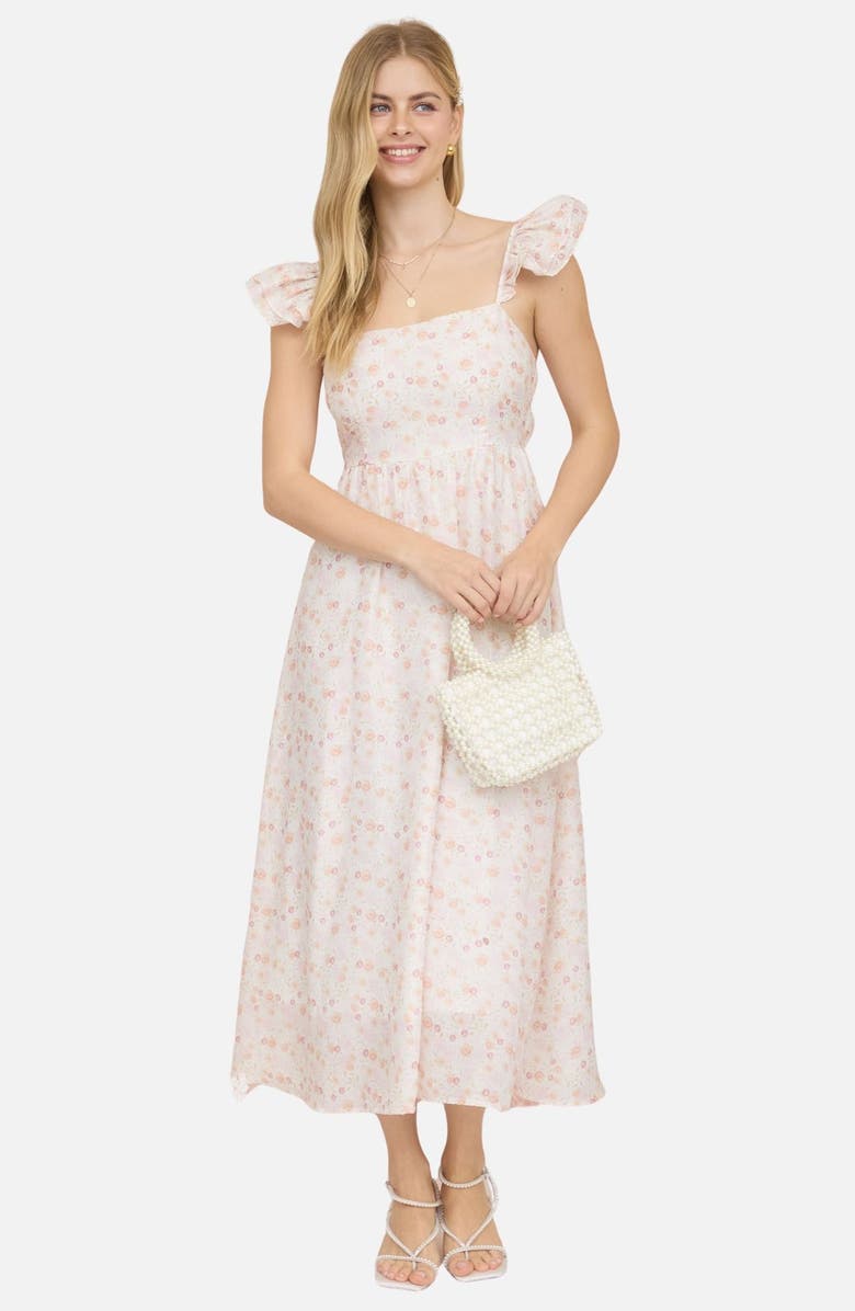Blu Pepper Floral Print Midi Dress, Alternate, color, Blush Multi