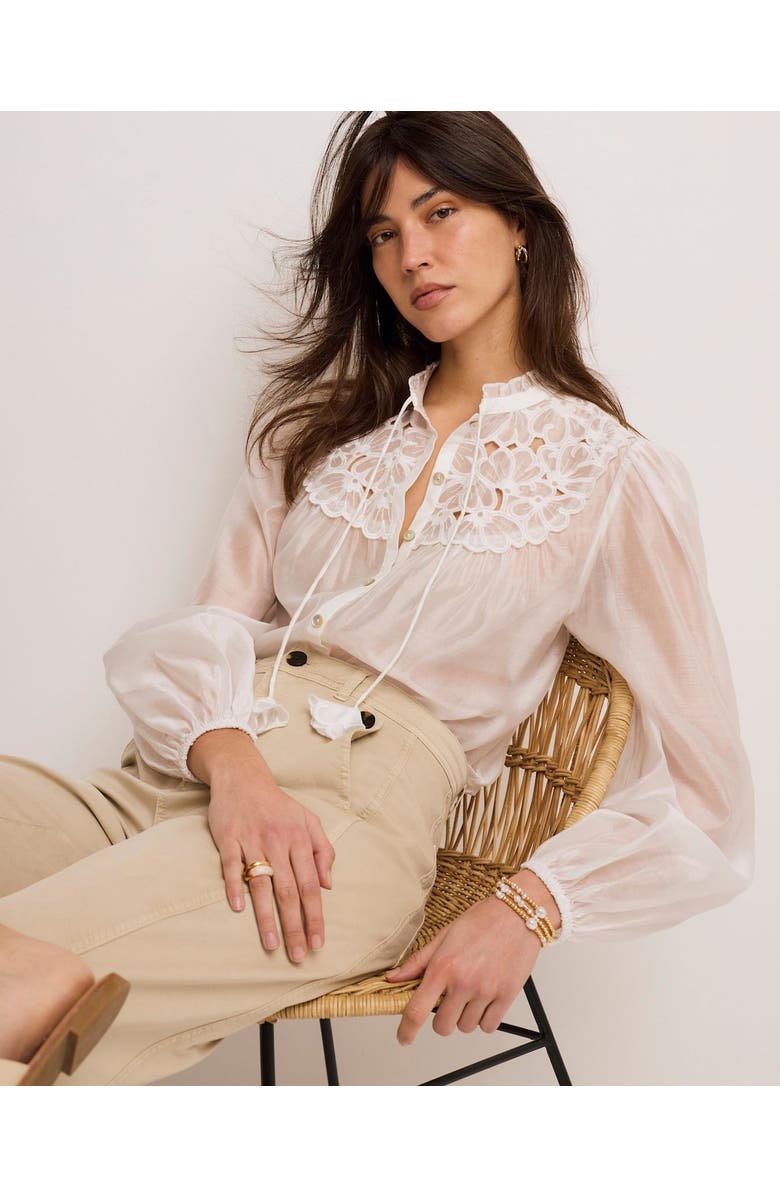 MINT VELVET Floral Cutwork Detail Blouse, Alternate, color, Ivory