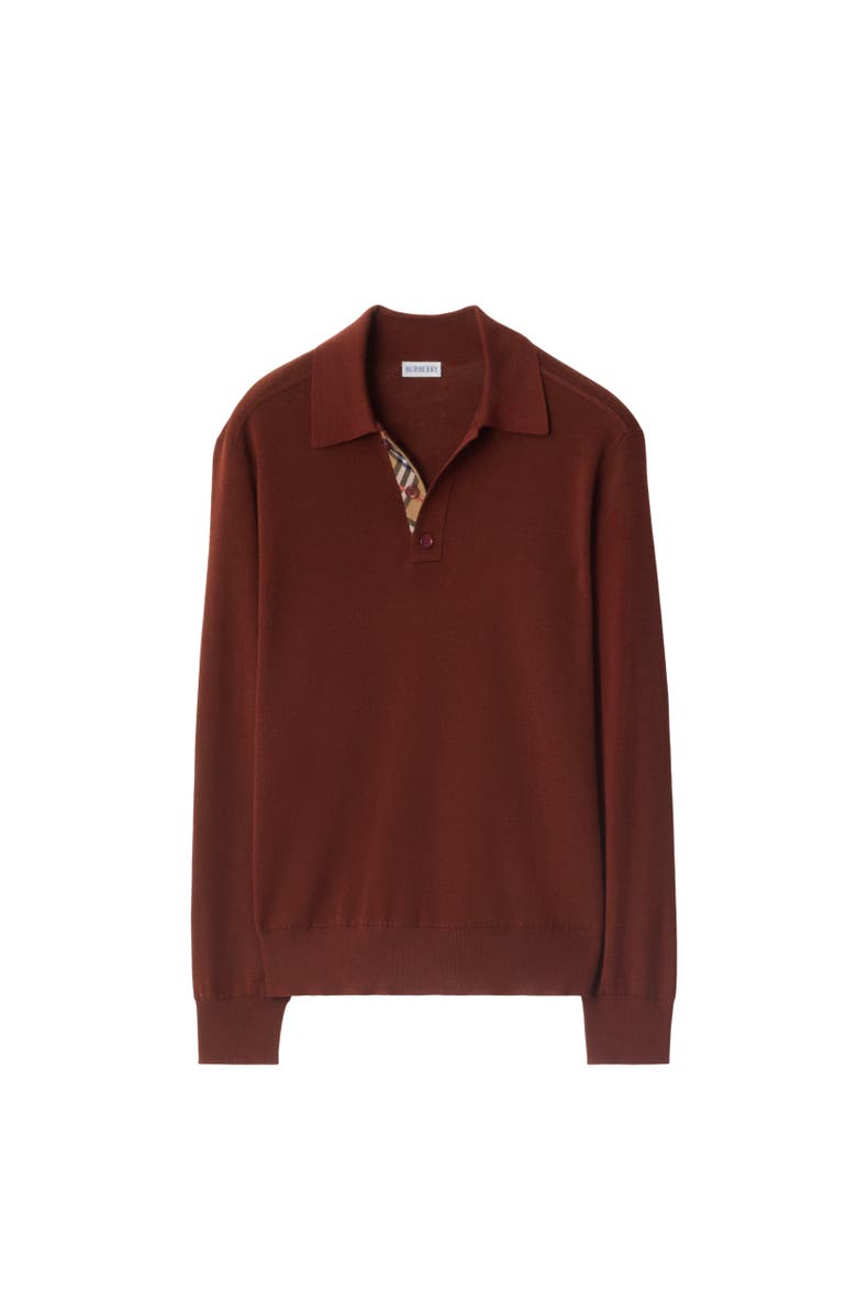Burberry Long-sleeve Wool Polo Shirt, Alternate, color, Box