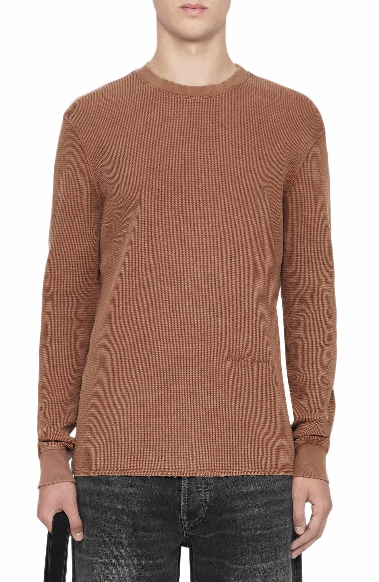 AllSaints Raine Waffle Knit Long Sleeve T-Shirt (Men) | Nordstrom