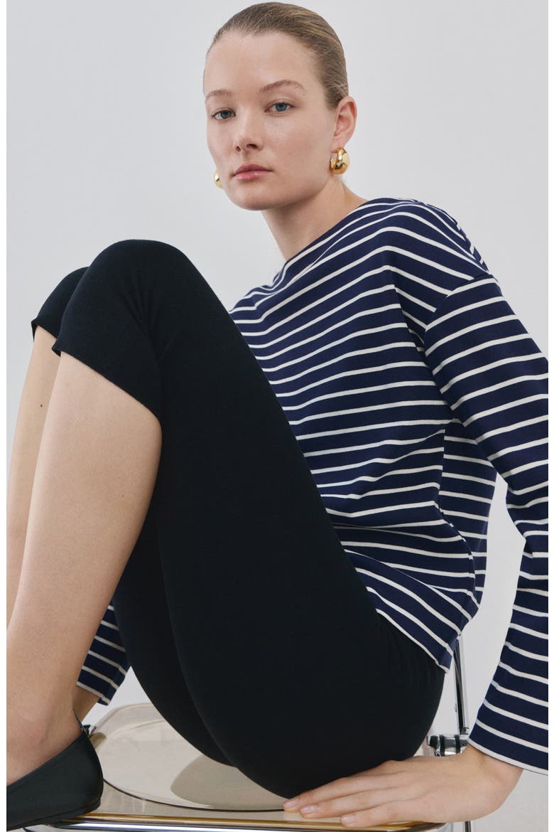 Stripe Boatneck Sweatshirt, Alternate, color, NAVY