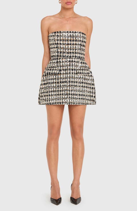 Bethany Metallic Tweed Strapless Romper