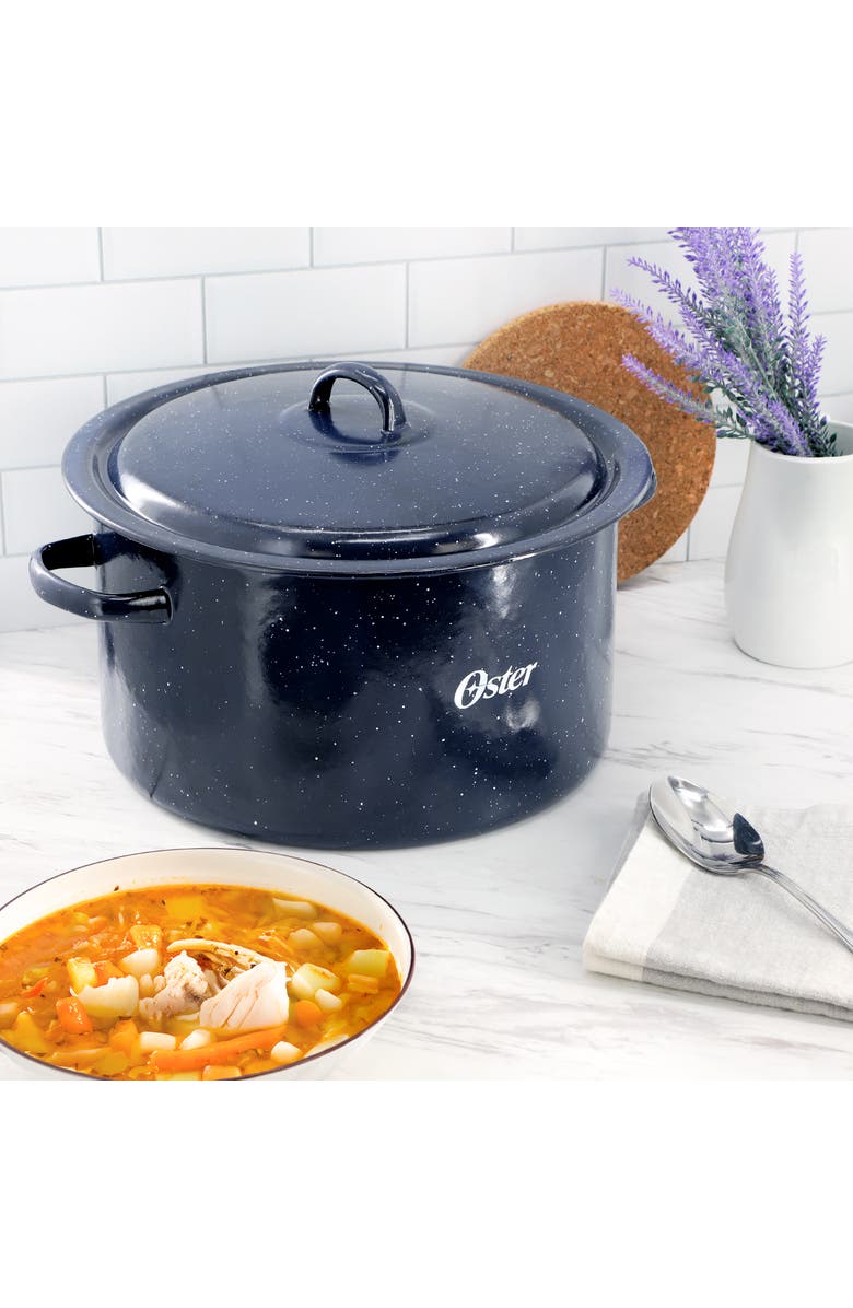 OSTER Castillo 11 Quart Enamel on Steel Stock Pot with Lid, Alternate, color, Blue