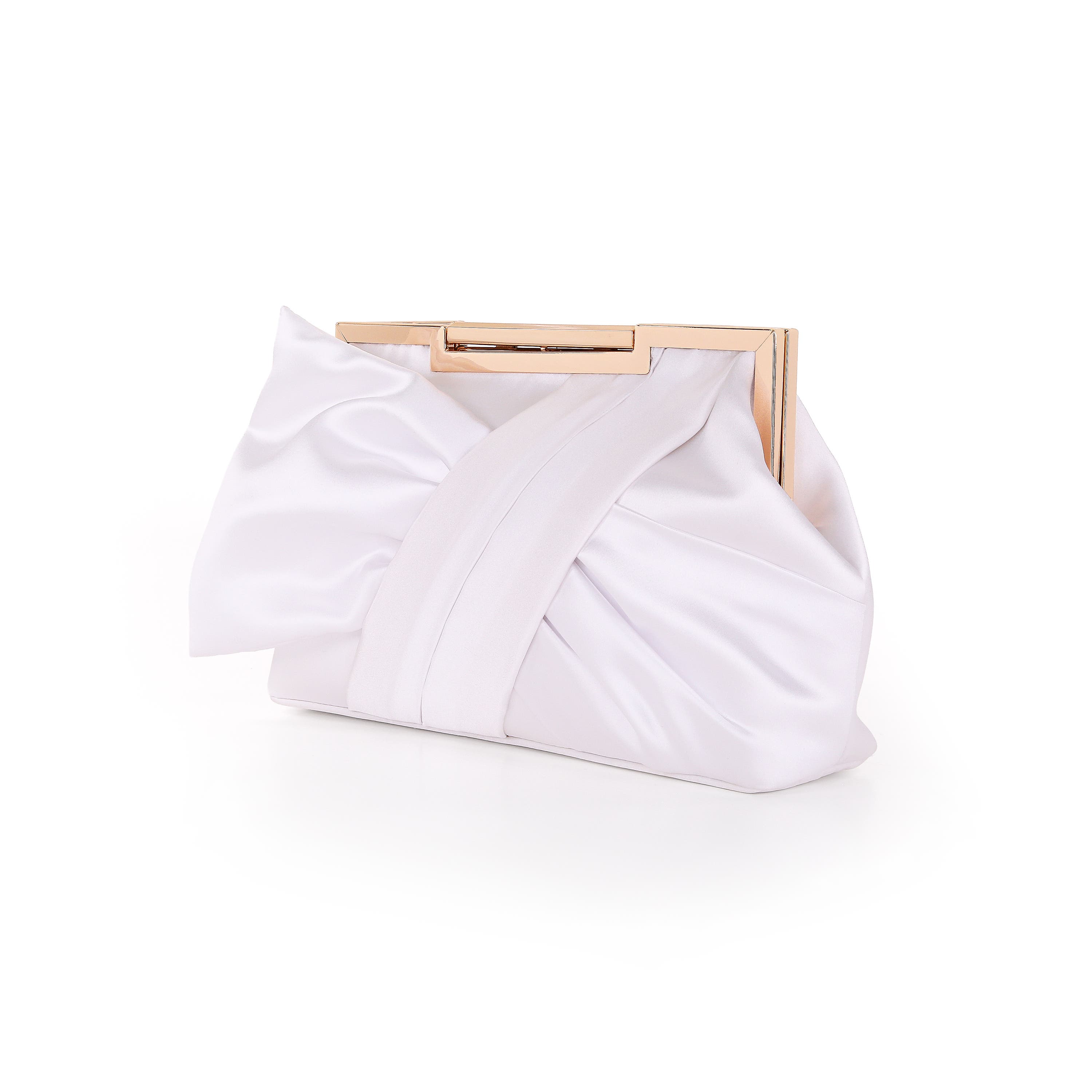 Visvien Satin Tie Pouch Clutch, Alternate, color, White
