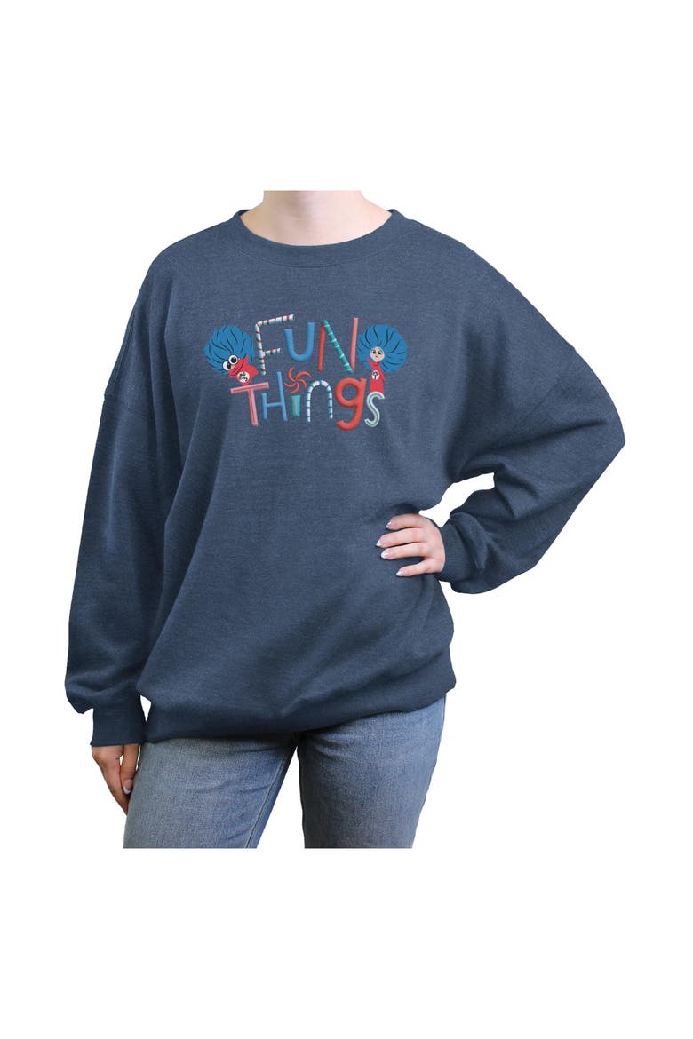 Junior's Fun Things Sweatshirt, Main, color, Blue Heather