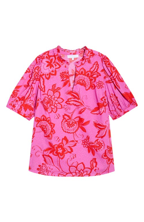 SUGARLIPS Weirly Floral Print Top in Pink-Red-Multi 