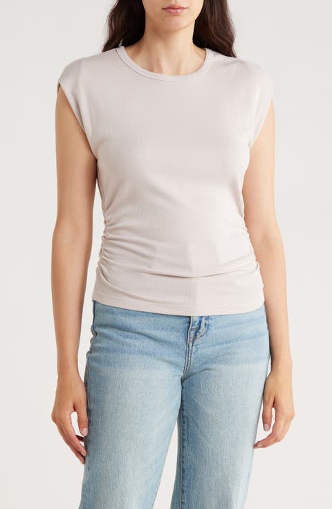 Joni Power Shoulder Rib Top