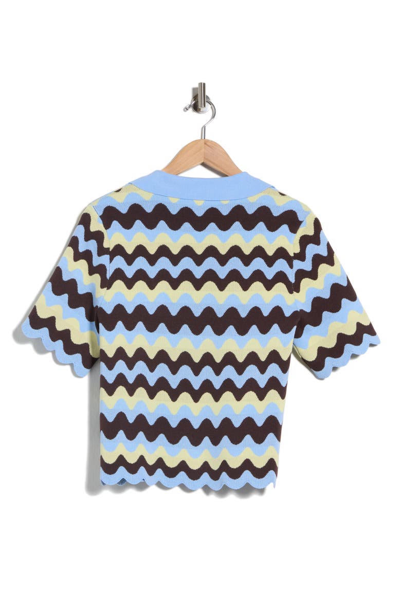 Wiggle Stripe Polo Sweater, Alternate, color, BLUE BROWN MULTI