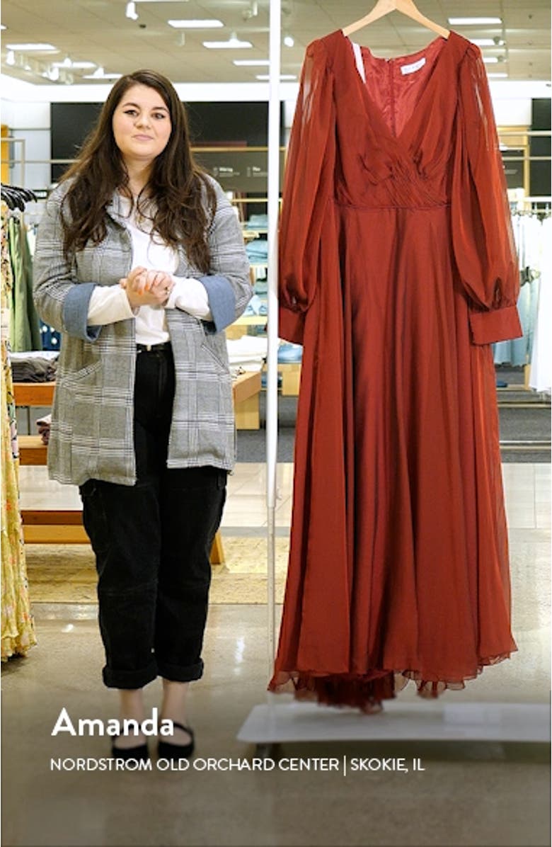 Illusion Long Sleeve A-Line Gown, sales video thumbnail