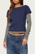 EDIKTED Layered Striped Long Sleeve T-Shirt