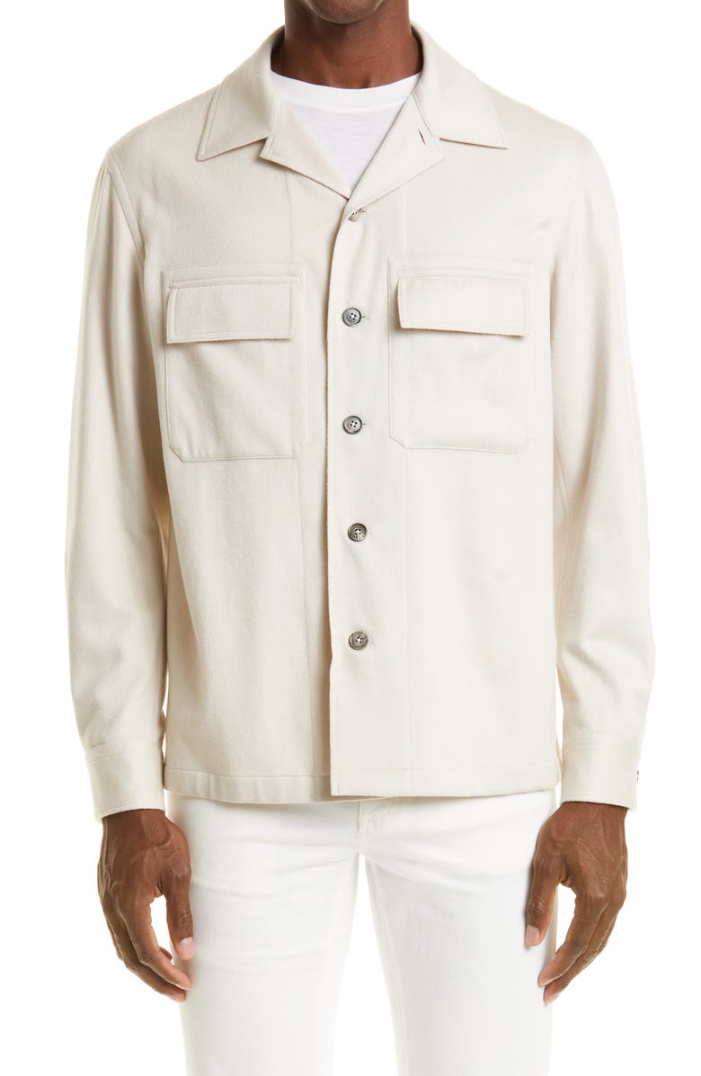 ZEGNA Oversize Oasi Cashmere Overshirt, Main, color, Ecru