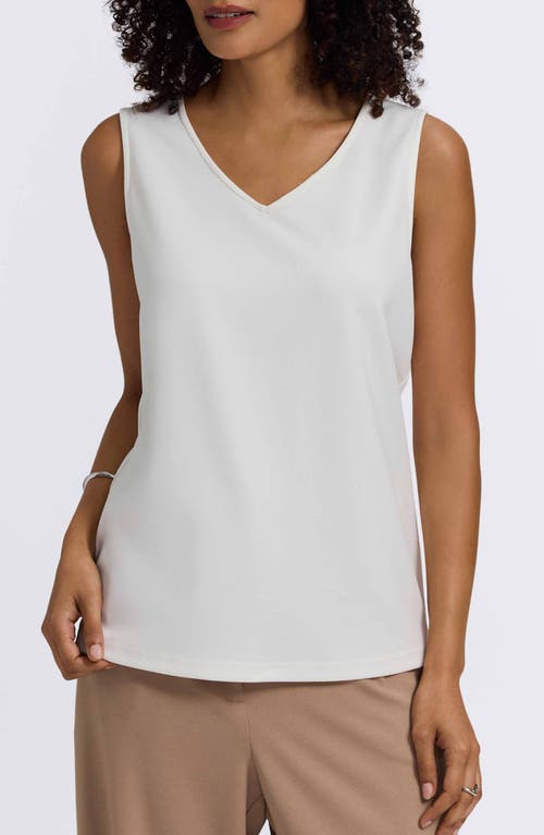 Foxcroft Callie Sleeveless Crepe Knit Top In White