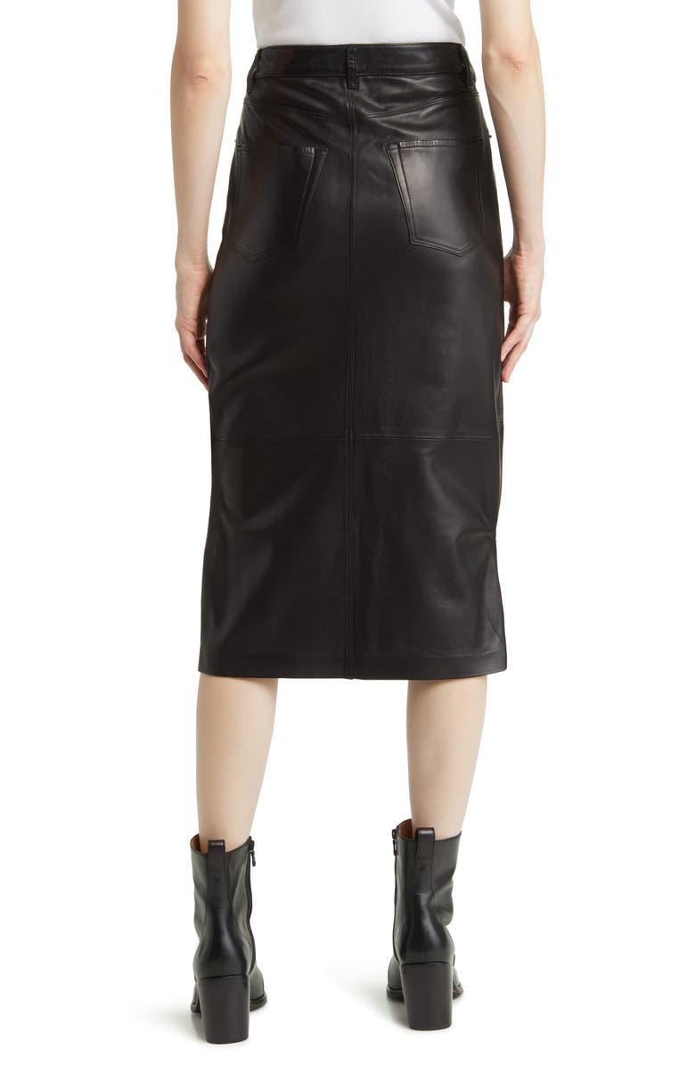 FRAME Leather Midi Skirt, Alternate, color,