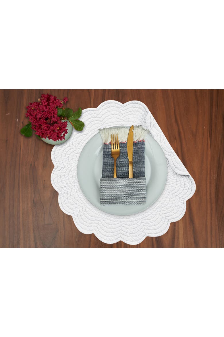 Solid Round Placemat Set of 6, Alternate, color, White